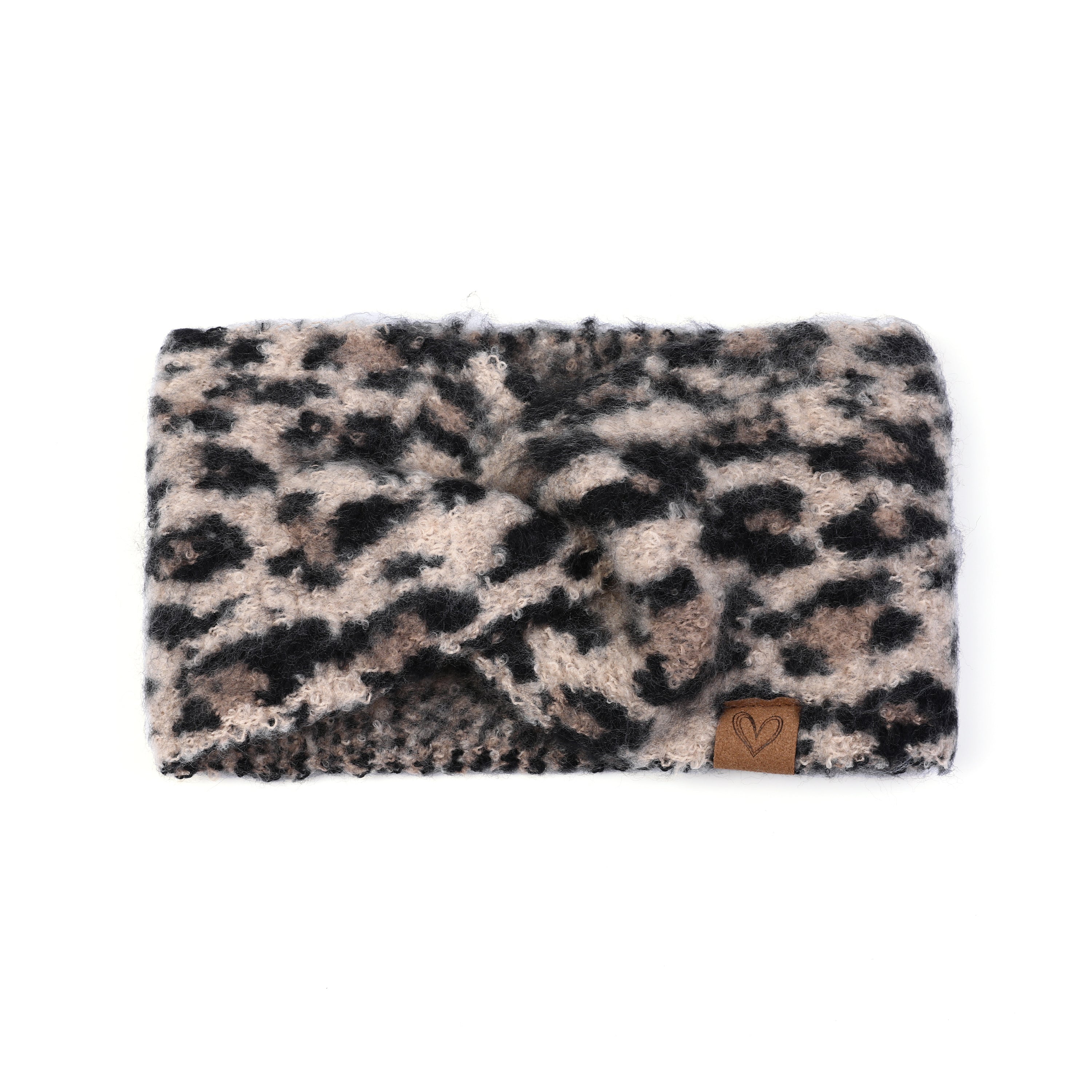 Stirnband – Leostyle Beige mit süßer Schleifen-Optik